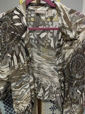 Chico's Neutral Abstract Sheer Open blouse